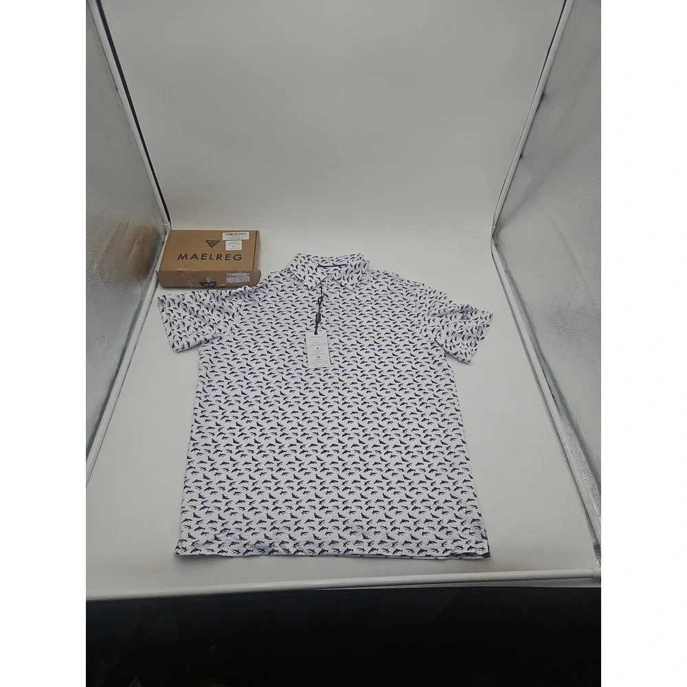 maelreg performance polo boys white purple shark size 18/20  Brand New